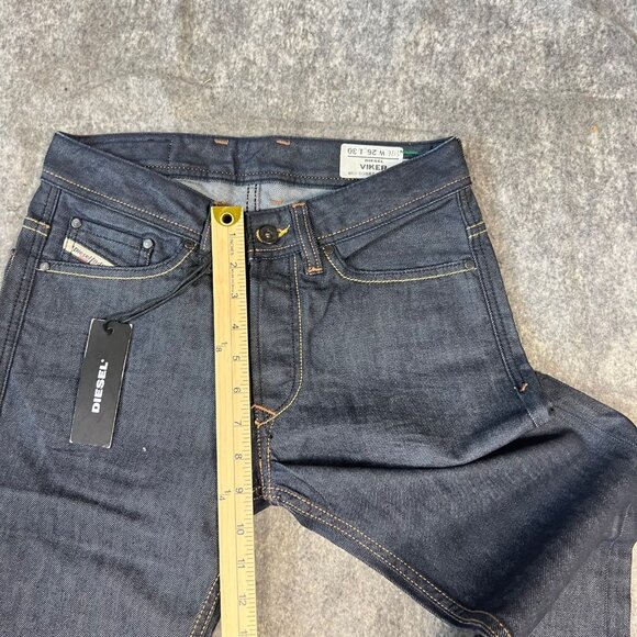 Diesel Viker Mens Jeans Size 26 L30 100% Cotton 100% Cow Leather Patch Dark Wash - Picture 11 of 16